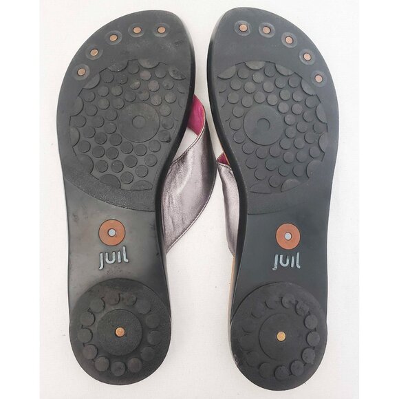 JUIL Women's Pewter Leather Hera Earthing Thong Grounding Copper Sandals 10 - Picture 5 of 6